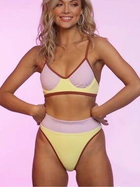 Jojo flecher-Fletch Colorblock High-Waist Bikini Set